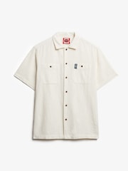 Superdry Cream Merchant Short Sleeve Textured Shirt - Image 5 of 5