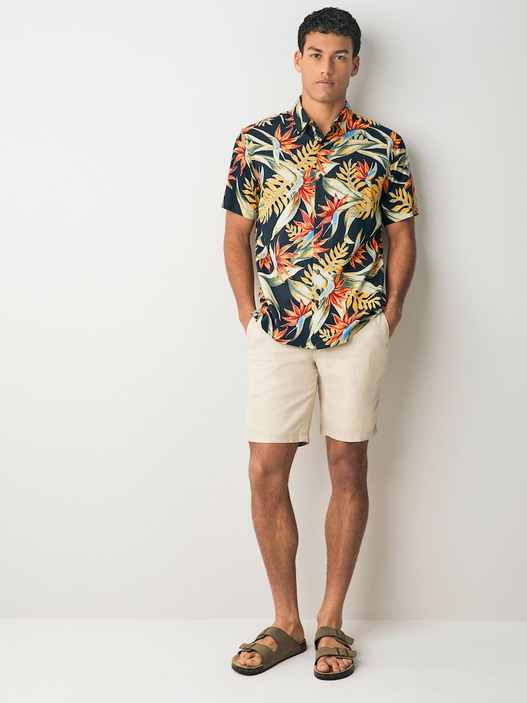 Superdry Blue Chrome Hawaiian Print Shirt - Image 1 of 5