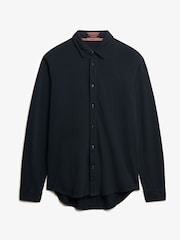Superdry Blue Vintage Destroy Pique Long Sleeve 100% Cotton Shirt - Image 4 of 5