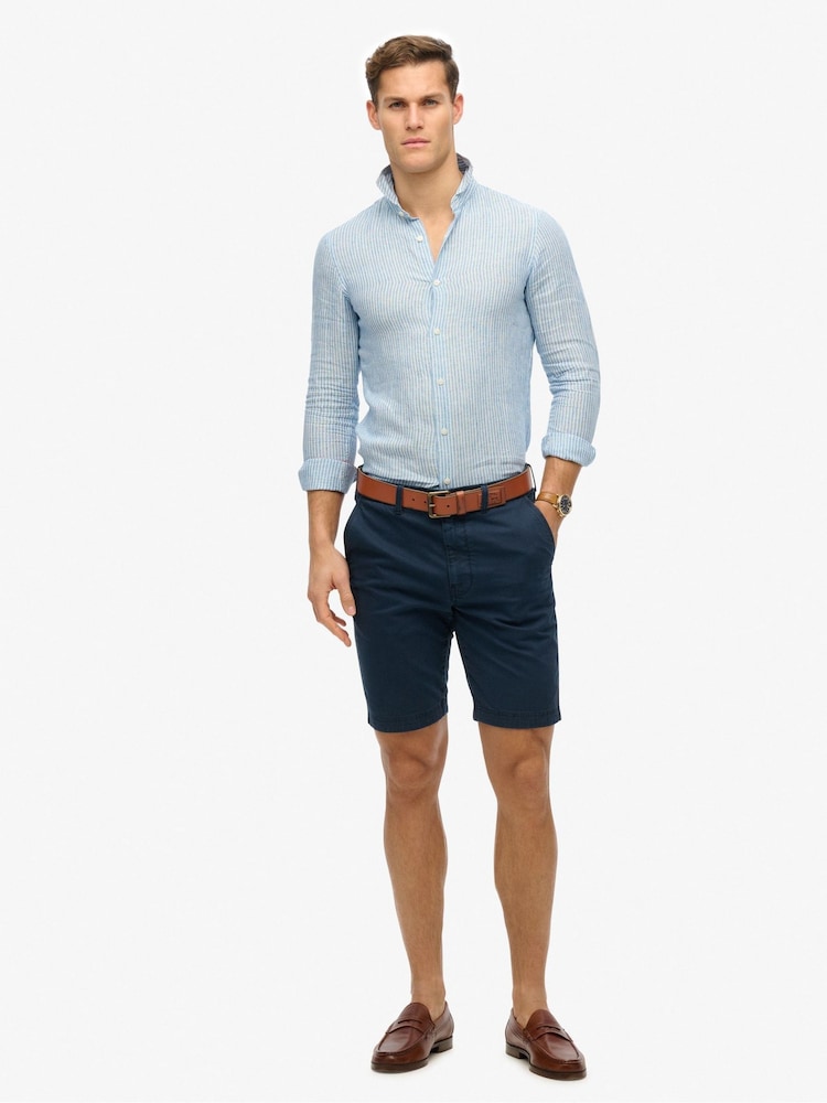 Superdry Blue Chrome Vacation Long Sleeve 100% Linen Shirt - Image 2 of 5