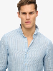 Superdry Blue Chrome Vacation Long Sleeve 100% Linen Shirt - Image 3 of 5