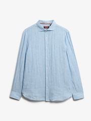 Superdry Blue Chrome Vacation Long Sleeve 100% Linen Shirt - Image 4 of 5