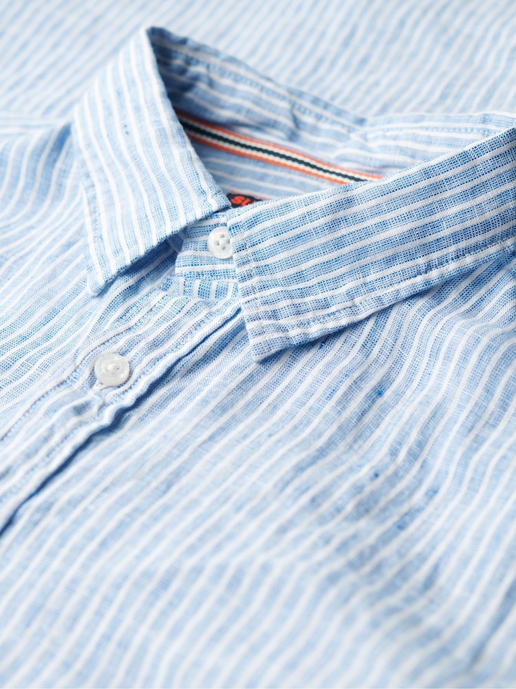Superdry Blue Chrome Vacation Long Sleeve 100% Linen Shirt - Image 5 of 5