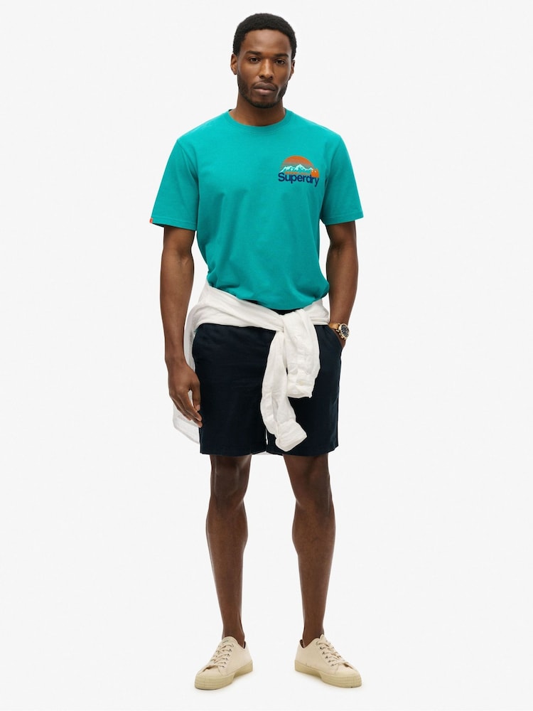 Superdry Blue Core Logo Great Outdoor Back Print T-Shirt - Image 3 of 5