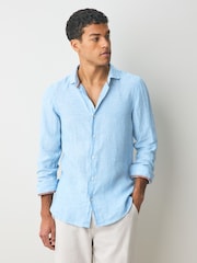 Superdry Blue Vacation Long Sleeve 100% Linen Shirt - Image 1 of 1