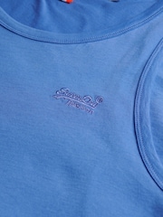 Superdry Blue Essential Logo 100% Cotton Vest - Image 5 of 5