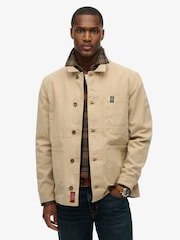 Superdry Brown 100% Cotton Merchant Canvas Worker Jacket - Image 1 of 5