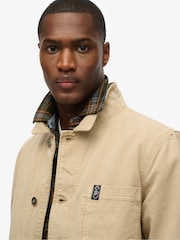Superdry Brown 100% Cotton Merchant Canvas Worker Jacket - Image 4 of 5