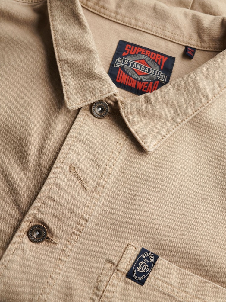 Superdry Brown 100% Cotton Merchant Canvas Worker Jacket - Image 5 of 5