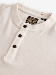 Superdry Cream 100% Cotton Textured Grandad Top - Image 2 of 5