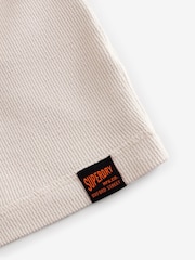 Superdry Cream 100% Cotton Textured Grandad Top - Image 4 of 5