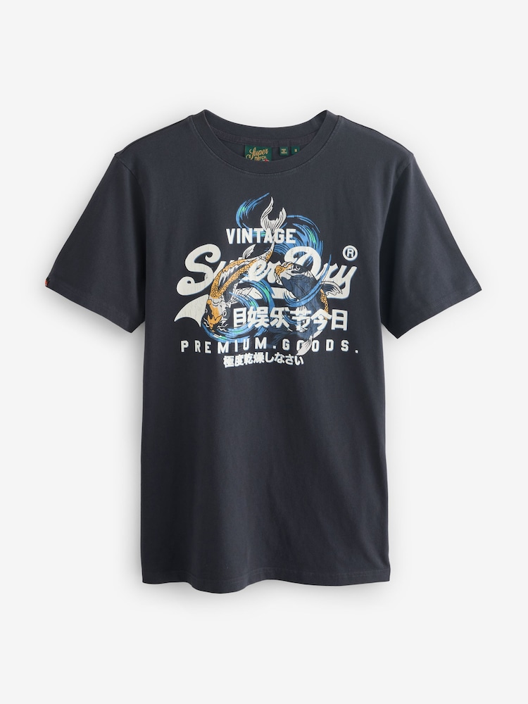 Superdry Grey VL Tokyo Relaxed 100% Cotton T-Shirt - Image 5 of 6