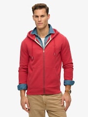 Superdry Red Essential Logo Slim Fit Zip Hoodie - Image 1 of 6