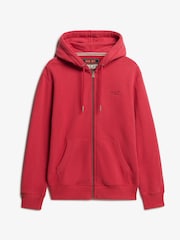 Superdry Red Essential Logo Slim Fit Zip Hoodie - Image 5 of 6
