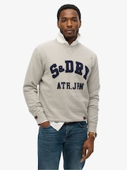 Superdry Grey Vintage Athletic Crew Neck 100% Cotton Sweatshirt - Image 1 of 4