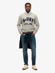 Superdry Grey Vintage Athletic Crew Neck 100% Cotton Sweatshirt - Image 2 of 4