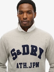 Superdry Grey Vintage Athletic Crew Neck 100% Cotton Sweatshirt - Image 3 of 4