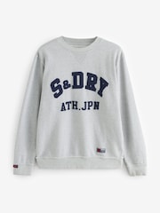 Superdry Grey Vintage Athletic Crew Neck 100% Cotton Sweatshirt - Image 4 of 4