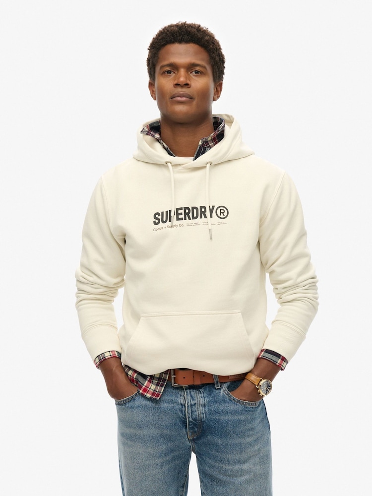 Superdry White Utility Sport Hoodie - Image 1 of 6