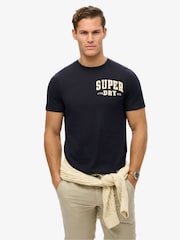 Superdry Blue Vintage Athletic 100% Cotton T-Shirt - Image 1 of 6
