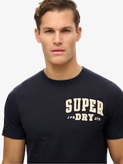 Superdry Blue Vintage Athletic 100% Cotton T-Shirt - Image 3 of 6