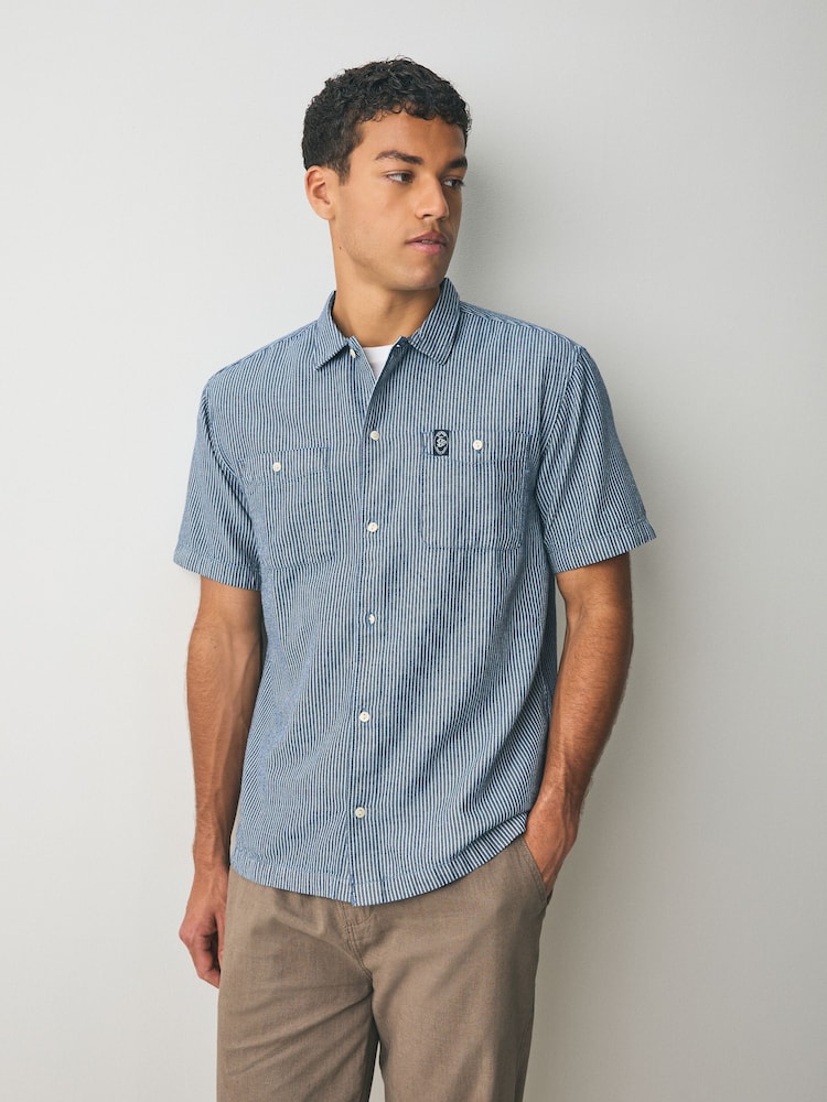 Superdry Blue Superdry Blue Stripe Pocket Shirt - Image 1 of 4