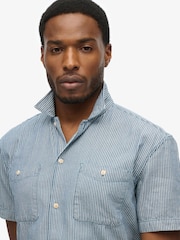 Superdry Blue Superdry Blue Stripe Pocket Shirt - Image 4 of 4