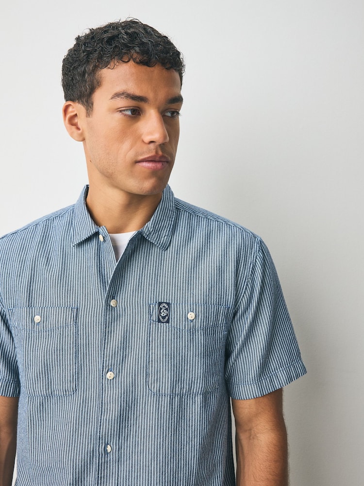 Superdry Blue Superdry Blue Stripe Pocket Shirt - Image 4 of 4
