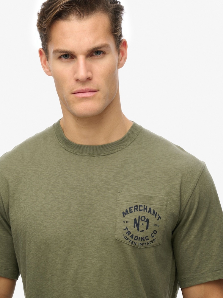 Superdry Green Merchant Graphic Loose Fit 100% Cotton T-Shirt - Image 2 of 5