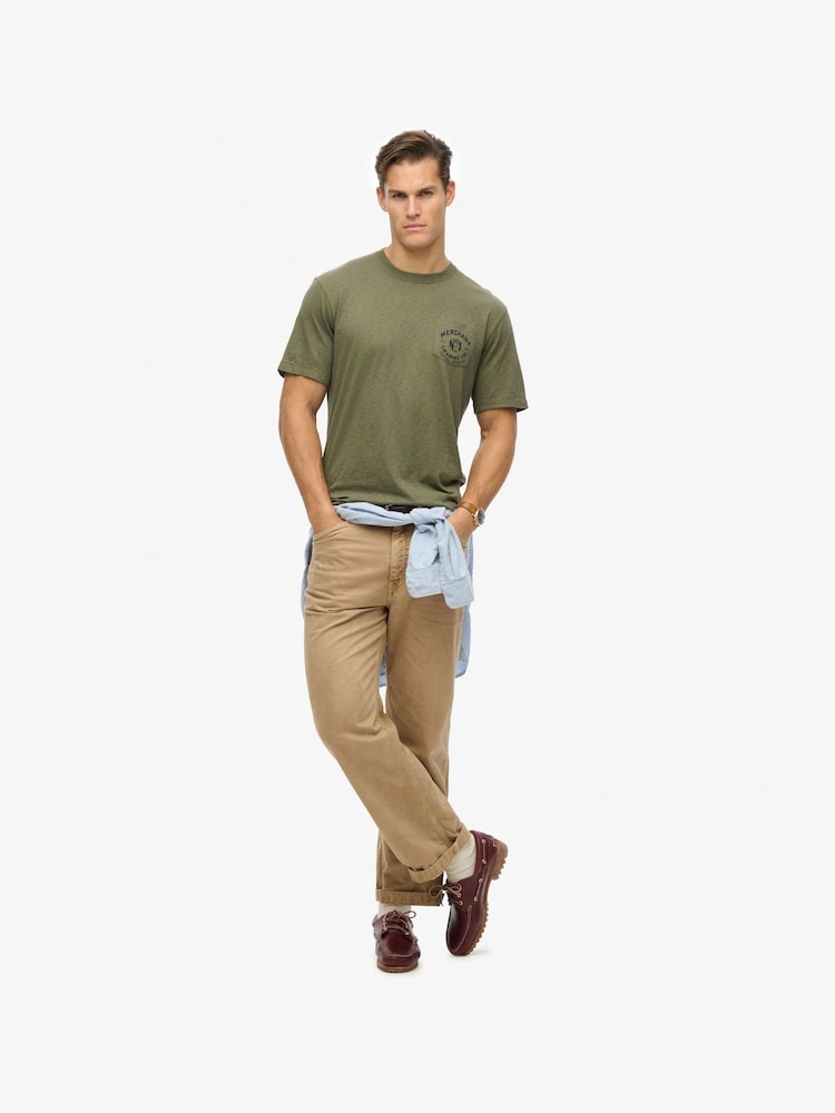 Superdry Green Merchant Graphic Loose Fit 100% Cotton T-Shirt - Image 3 of 5