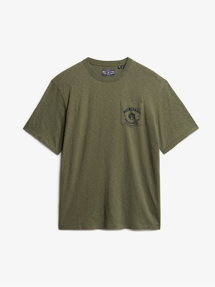 Superdry Green Merchant Graphic Loose Fit 100% Cotton T-Shirt - Image 4 of 5