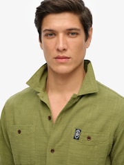Superdry Green Merchant Short Sleeve Textured Shirt - Image 2 of 5