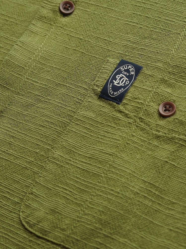 Superdry Green Merchant Short Sleeve Textured Shirt - Image 5 of 5