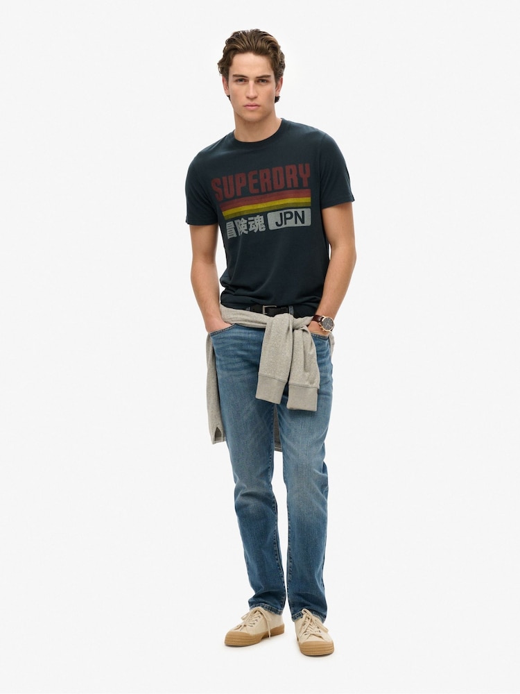 Superdry japonska črtasta sproščena majica s kratkimi rokavi iz 100% bombaža - Slika 2 iz 4