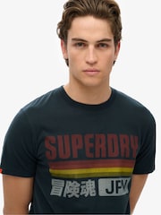 Superdry japonska črtasta sproščena majica s kratkimi rokavi iz 100% bombaža - Slika 3 iz 4
