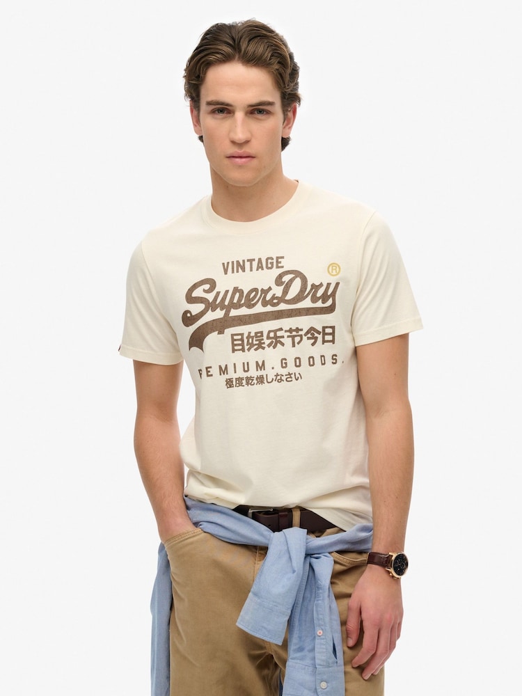 Weiß - Superdry Vl Workwear Relaxed 100% Cotton T-Shirt - Bild 1 von 7