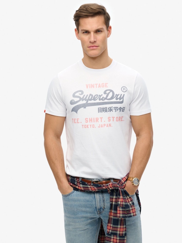 Superdry White VL Heritage Relaxed 100% Cotton T-Shirt - Image 1 of 5