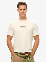 Superdry White Utility Sport Graphic 100% Cotton T-Shirt - Image 1 of 4