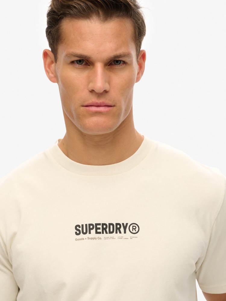Superdry White Utility Sport Graphic 100% Cotton T-Shirt - Image 4 of 4