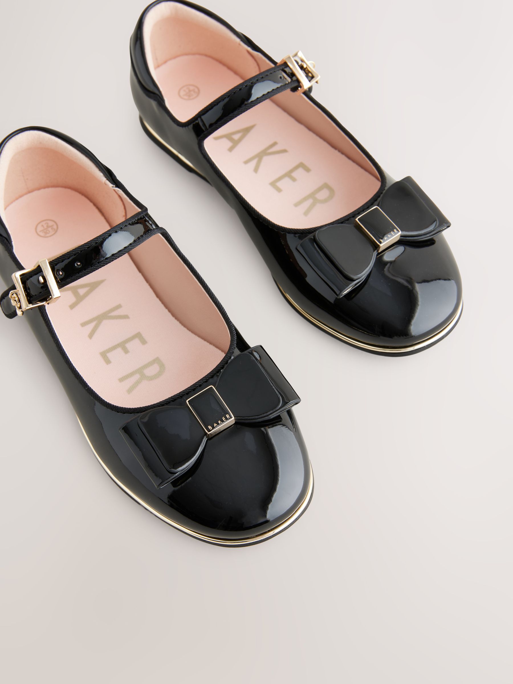 Baker by Ted Baker Girls Back to School Patent Mary Jane Black Shoes with Bow view 1
