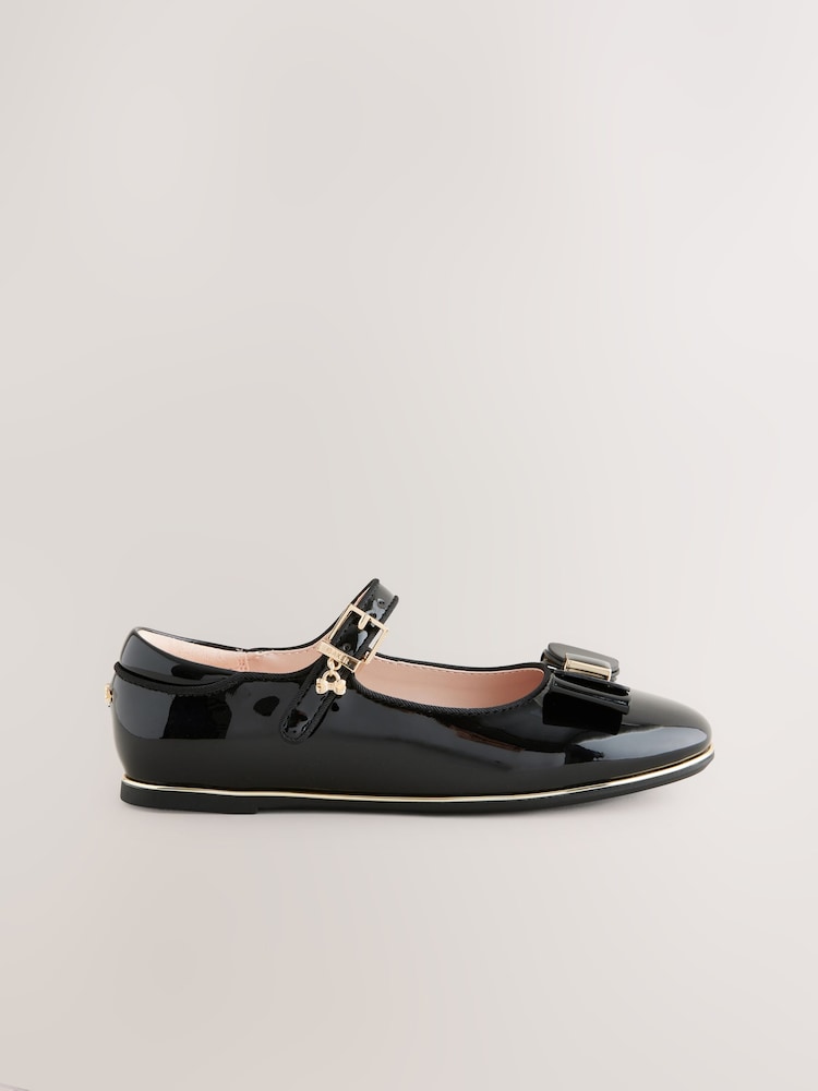 Baker by Ted Baker Girls Back to School Patent Mary Jane Black Shoes with Bow - Imagen 2 de 6