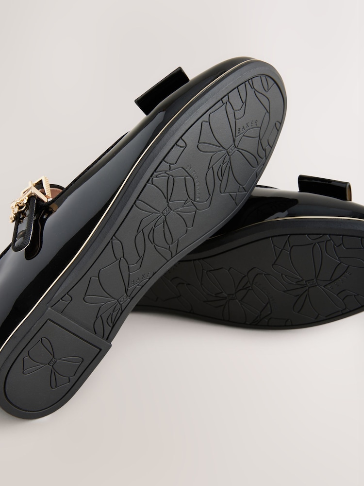 Baker by Ted Baker Girls Back to School Patent Mary Jane Black Shoes with Bow - Imagen 6 de 6