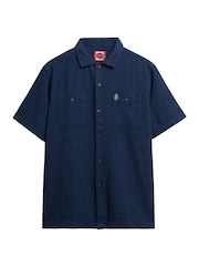 Superdry Blue Merchant Short Sleeve Textured Shirt - Image 5 of 6