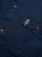 Superdry Blue Merchant Short Sleeve Textured Shirt - Image 6 of 6