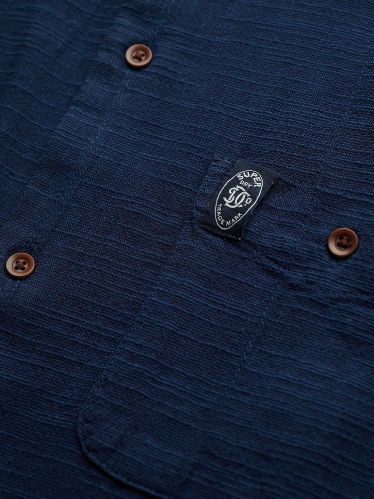 Superdry Blue Merchant Short Sleeve Textured Shirt - Image 6 of 6