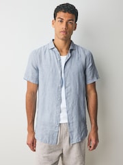Superdry Light Blue Vacation 100% Linen Shirt - Image 1 of 5