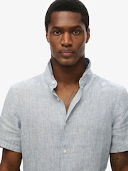 Superdry Light Blue Vacation 100% Linen Shirt - Image 3 of 5