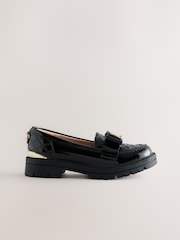 Baker by Ted Baker Girls Back to School Chunky Loafer Black Shoes with Bow - Image 2 of 5