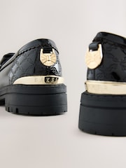 Baker by Ted Baker Girls Back to School Chunky Loafer Black Shoes with Bow - Image 4 of 5