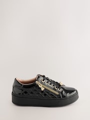 Baker by Ted Baker Girls School Patent Black Trainers with Bow Charm - Bild 2 von 6